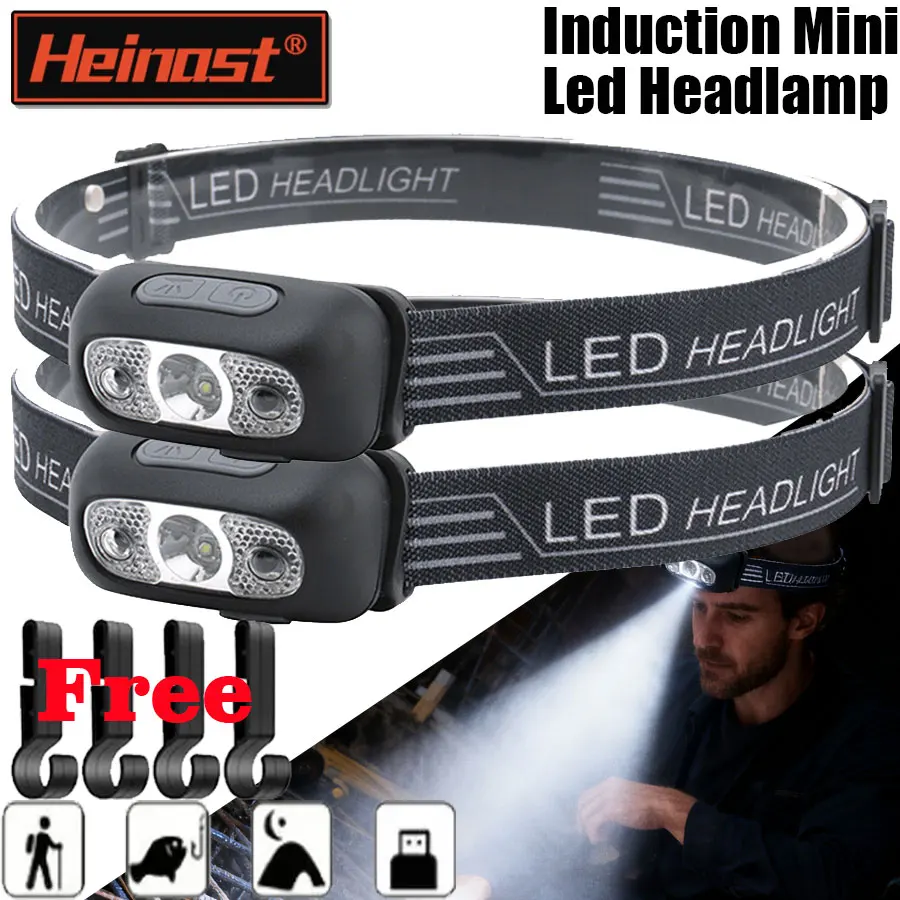 Mini Strong Light Headlamp Portable LED Sensor Industrial Headlamp USB-C Rechargeable Headlight Outdoor Camping Fishing
