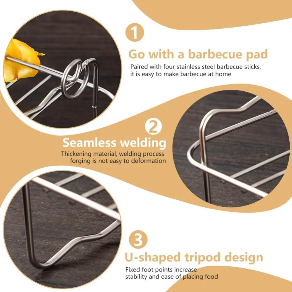 Stainless Steel Air Fryer Baking Rack Stackable Barbecue Mesh Pan Multipurpose Skewer Rack Home Air Fryer Rack Accessories