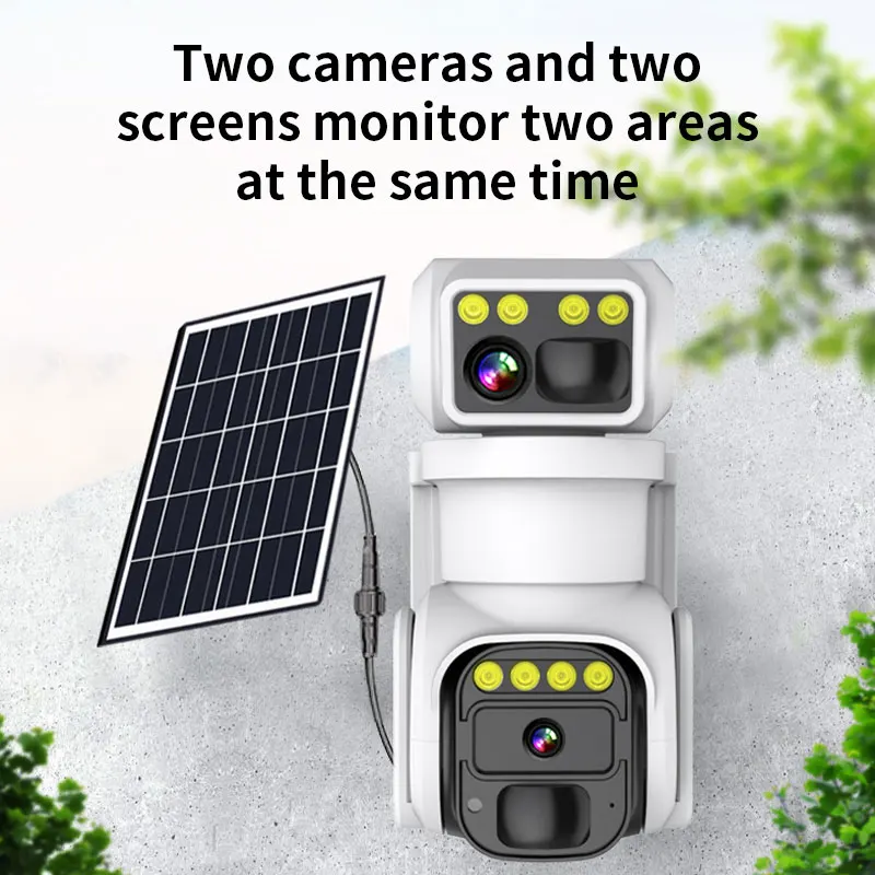 4MP iCam+ APP Solar Power Dual Lens  WIFI/ 4G Camera Full Color AI Humanoid Detection Home Security CCTV Monitor