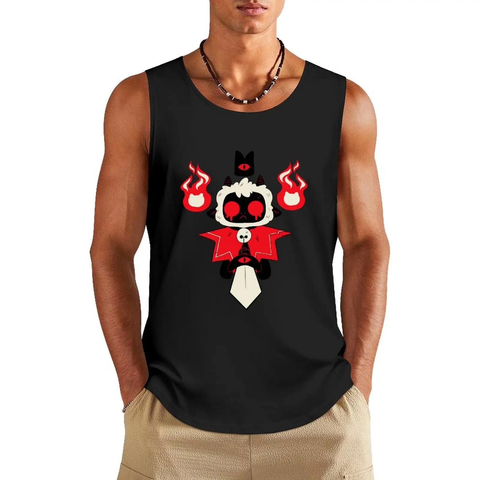 cult of the lamb blood moon Tank Top sleeveless shirt man gym Bodybuilding shirt Men sleeveless tee Men's summer vest