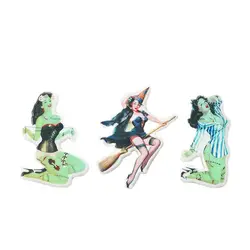 6Pcs Horror Witch Charms Creative Acrylic Sexy Zombie Jewelry Findings Earring Pendant Necklace DIY Making Accessories