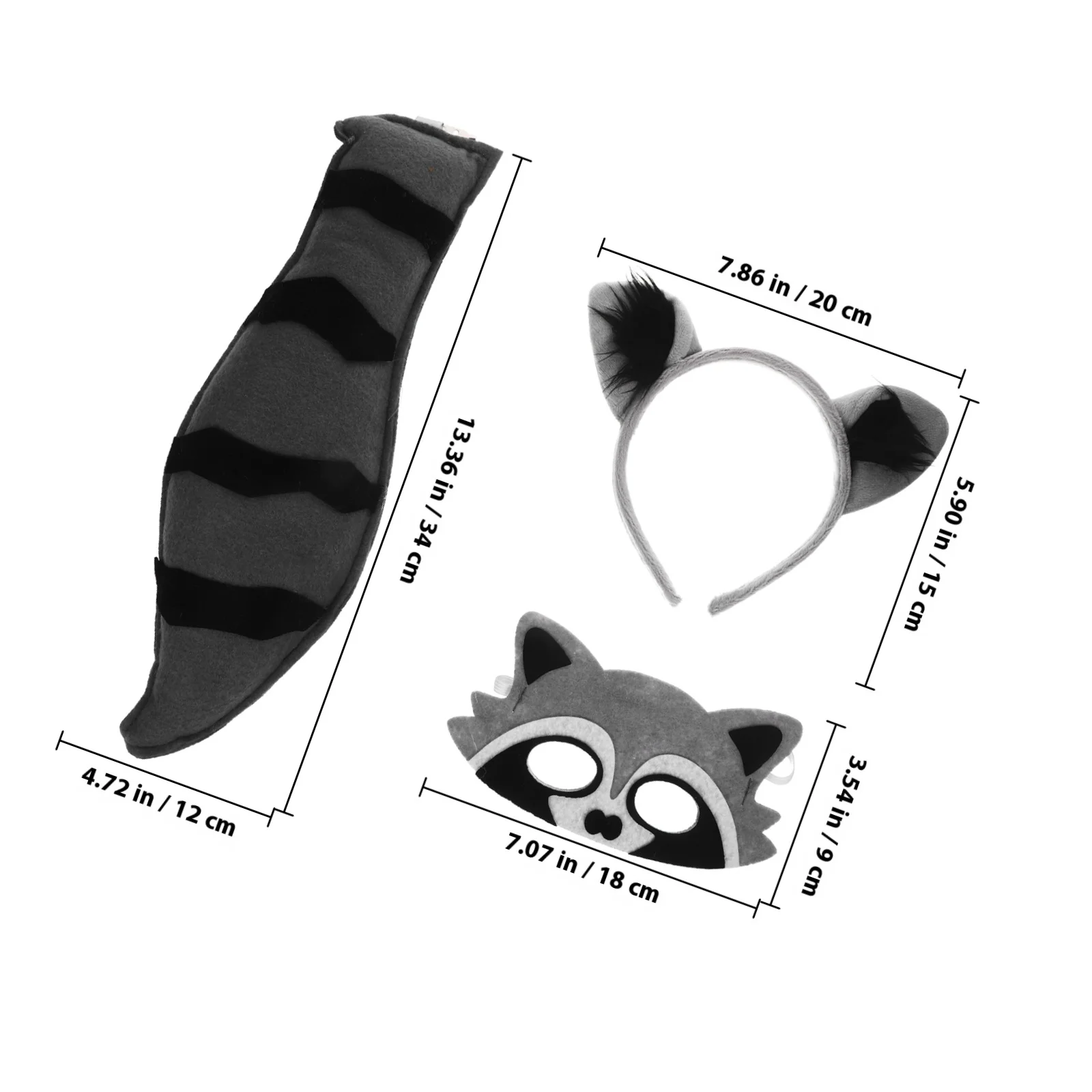 1 Set Wasbeer Cosplay Hoofdband Staart Accessoire Dierenoren Kostuum Voor Halloween Festival Feestkleding Lichtgewicht Comfortabel