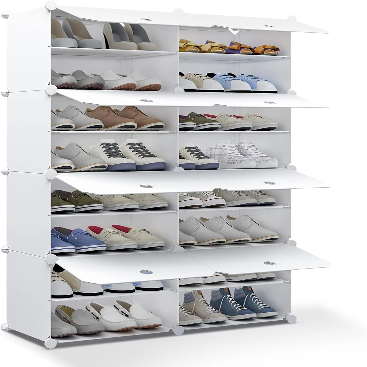 

Portable Shoe Rack Organizer 32 Pair Tower Cabinet Stand Expandable for Heels, Boots, Slippers, 8 Tier Shoerack Shoe display