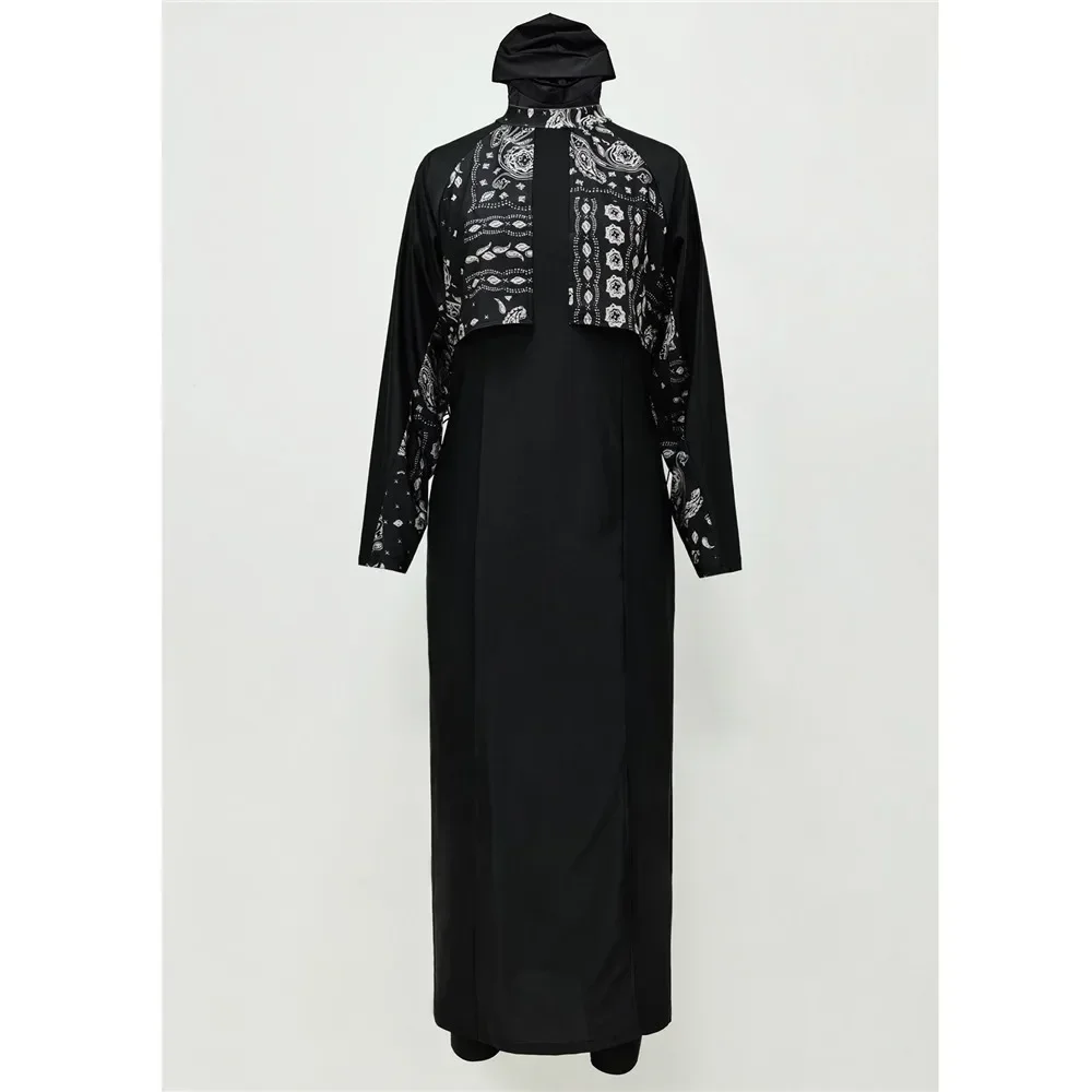 

Скромный мусульманский купальник с полным покрытием, длинный хиджаб, Абая, женские комплекты буркини, арабская исламская пляжная одежда, купальник, комплект из 3 предметов, купальная одежда