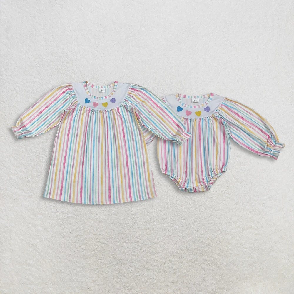 

z1106-15 GLD1335 girl dresses baby girl clothes Valentine Embroidery love long sleeve Dress Wholesale Boutique kids clothes girl