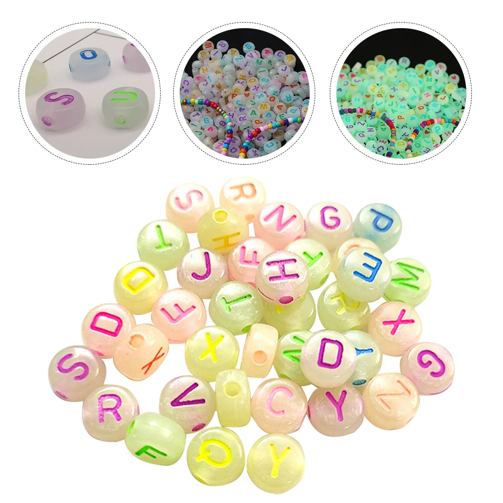 720Pcs Night Light Alphabet Beads DIY Bracelet Necklace Materials Safe Durable Round Beads Craft Supplies Bracelet Accessory