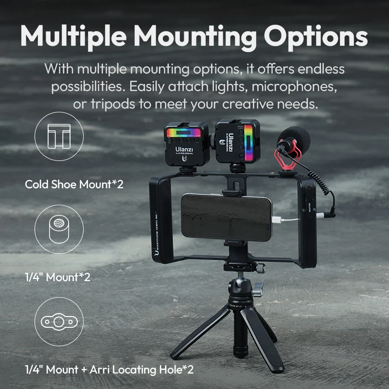 Ulanzi MA05 Cage de téléphone universelle Cage de téléphone de photographie horizontale et verticale avec télécommande Bluetooth 10M pour vidéo Vlog