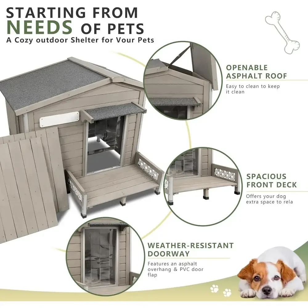 Outdoor wooden dog kennel detail