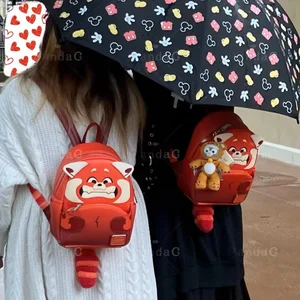 Loungefly Disney Pixar drehen rotes Panda Cosplay Cosplay -Rucksack Doppelgriff Umhängetasche 10 Hauptverkauf Panda School Rucksack - №8