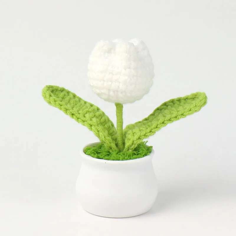 Kreative Plüschtiere, handgefertigt, Häkelgarn, Simulation Tulpe, Topfpflanze, Desktop, Auto, Büro, Ornament, Party-Geschenk