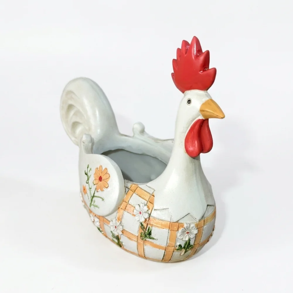 Resin Rustic Rooster Cutlery Holder Distressed Finish Large Capacity Rooster Utensil Holder Aesthetic Art Sculpture