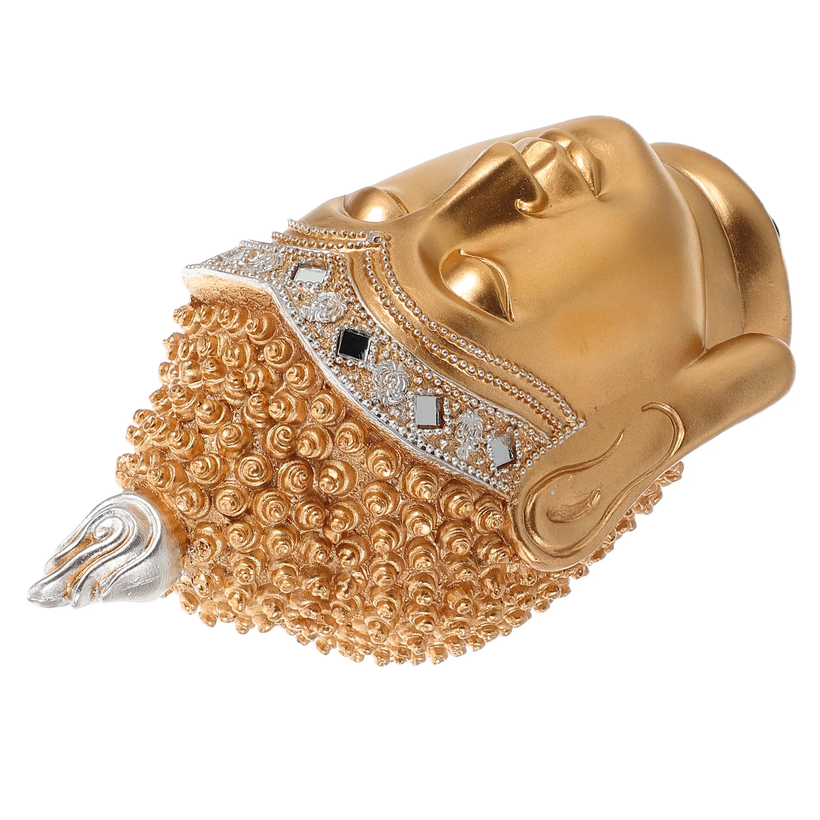 

Resin Buddha Head Sculpture Vintage Exquisite Desktop Ornament Office Decoration Shelf Accent Peaceful Home Buddha Statue