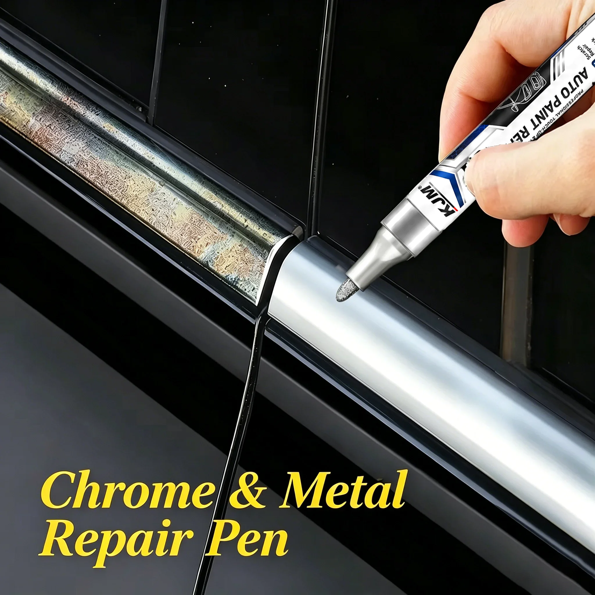 Metal Repair Pen Chrome Touch Up Marker For Car Rims Wheels Trim Bumper Scratch Scuff Cover Silver Finish DIY Restoration