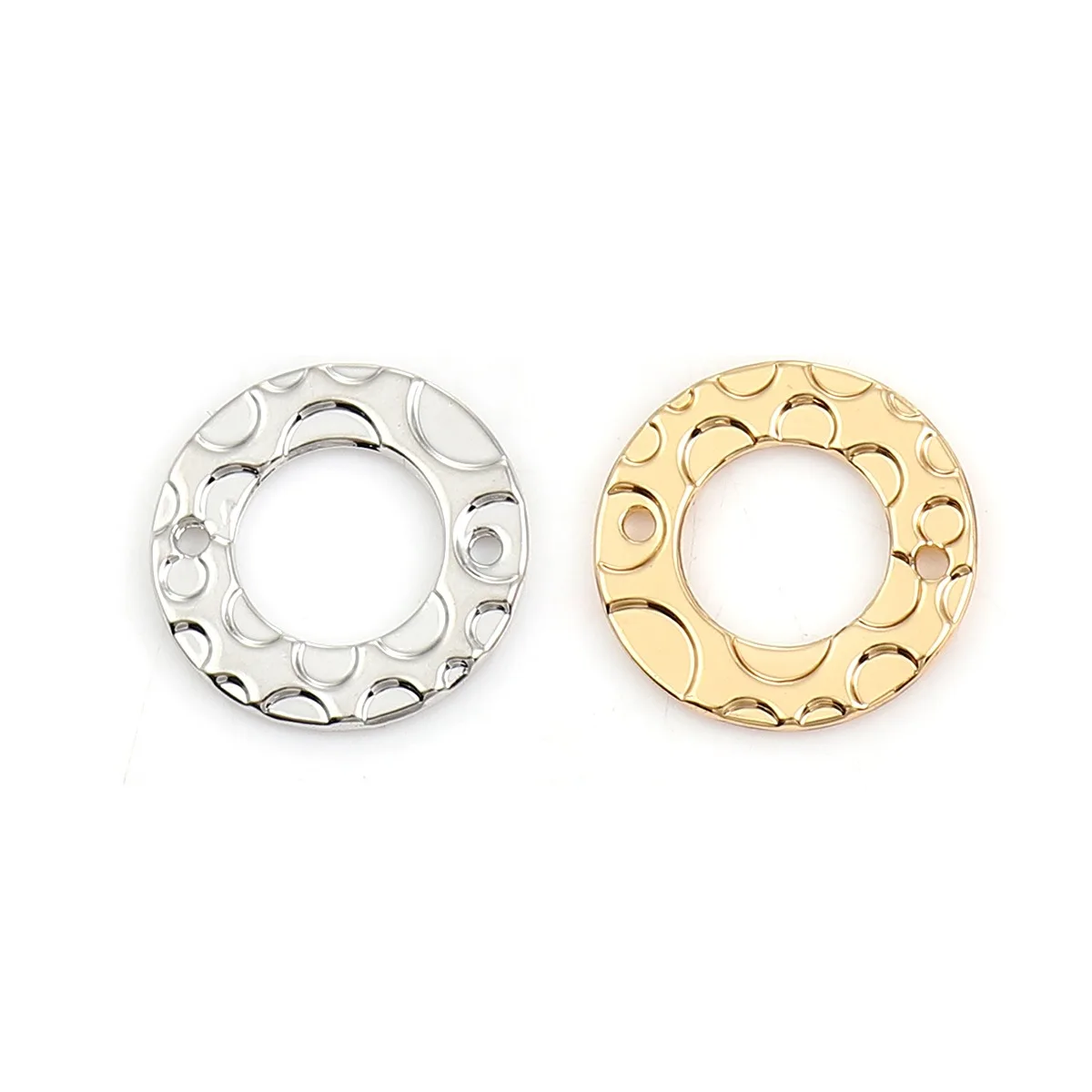 Fashion Connectors Circle Ring Gold/Silver Flower Pattern 15mm Dia. Metal Charms DIY Making Necklace Bracelets Jewelry,10PCs