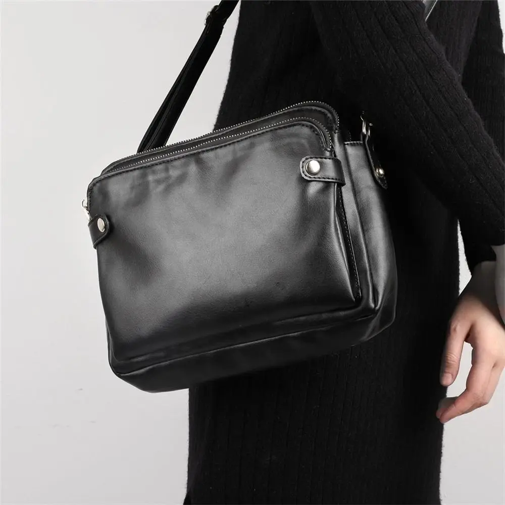 Three Layer Leather Crossbody Shoulder Ladies Zip Satchel Bag PU Leather Shoulder Bag Purse Handbag Womens