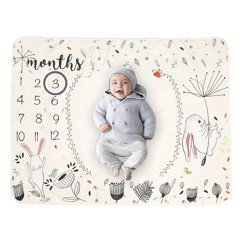 VIKAMA baby milestone blanket birthday gift baby photo blanket, shawl, growth commemorative background blanket