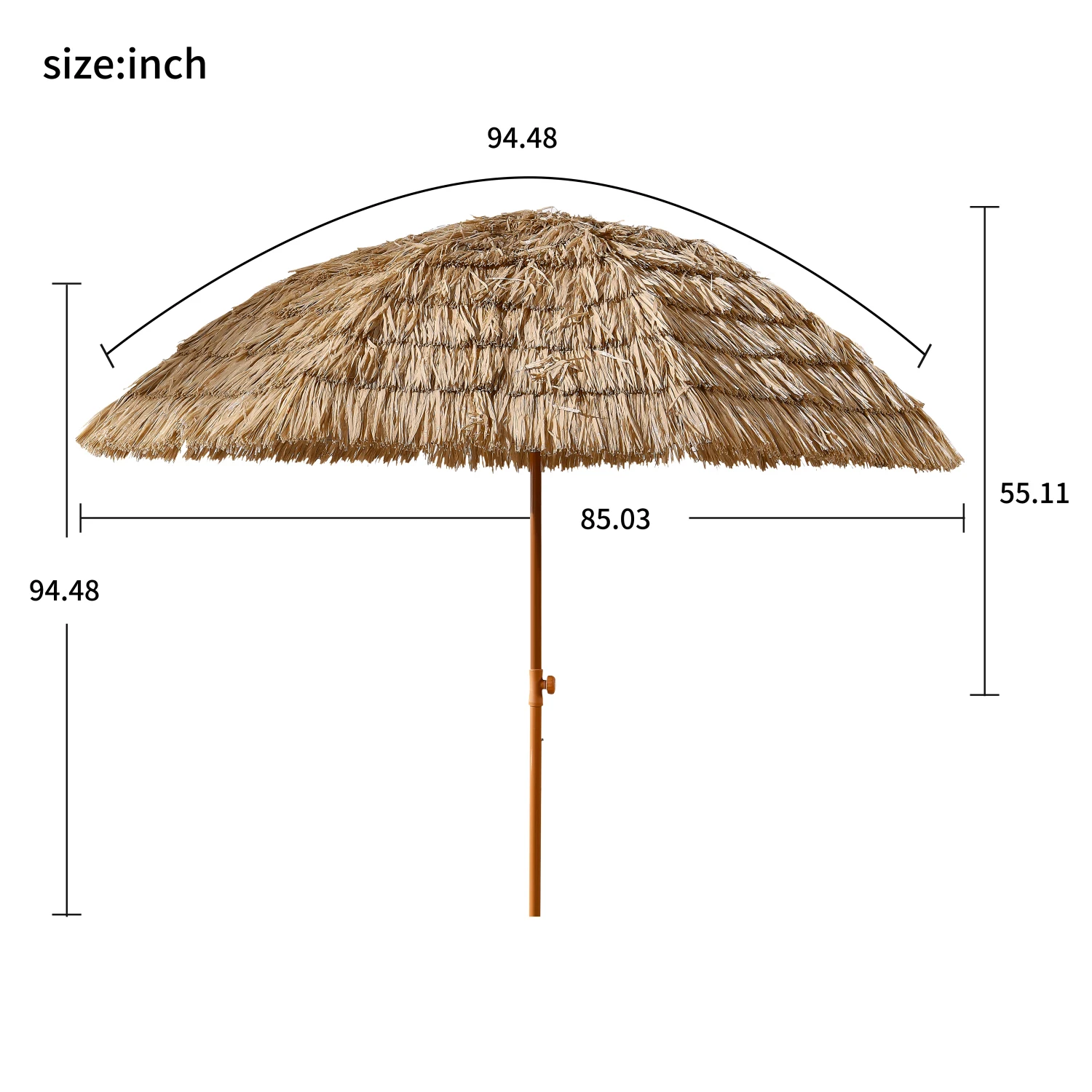 8'Thatch Patio Tiki Umbrella Tropical Palapa Raffia Tiki Hut Hawaiian Hula Beach Umbrella,Straw umbrella