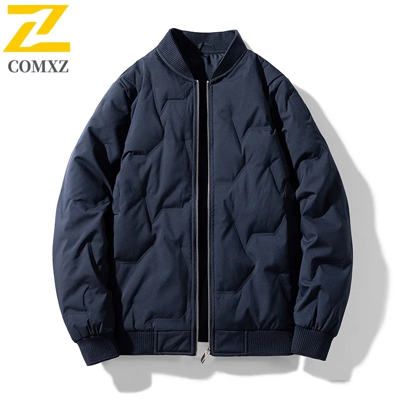 COMXZ Men Parker Coat 2025 Casual Top Ski Travel Lightweight Simple New Hiking Cotton-Padded Jacket Loose Street Puffer Jacket