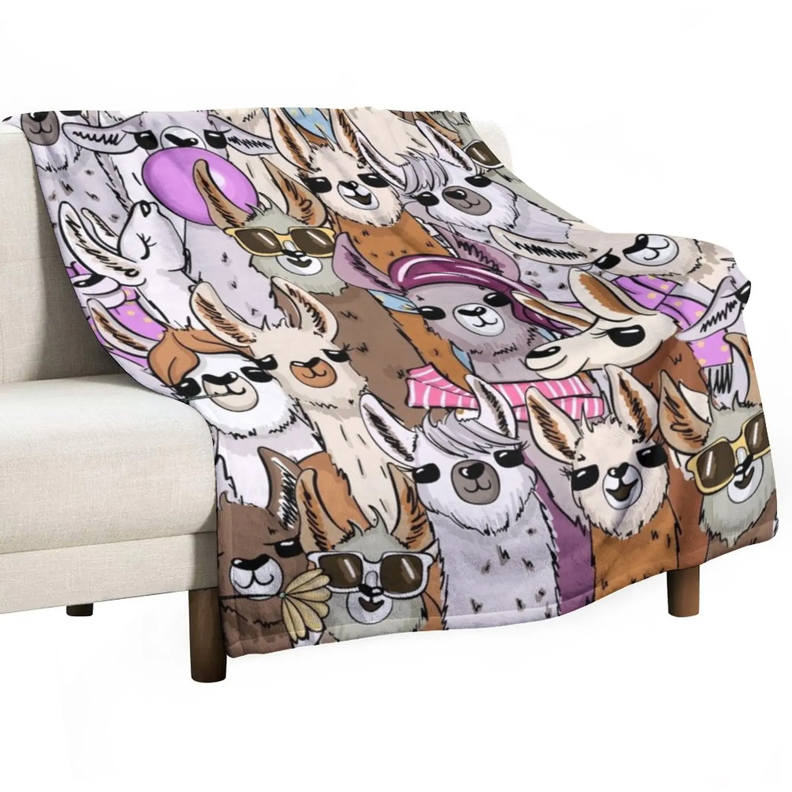 

Llama Llama Party Selfie Throw Blanket Fluffy Blankets Large Large Blanket Soft Blanket Camping Blanket