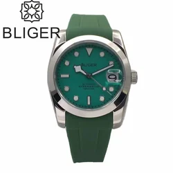 BLIGER 36mm 39mm NH35 PT5000 Miyota Mingzhu Automatic Men Watch Sapphire Glass Rubber Strap Luminous Blue Black Red White Dial