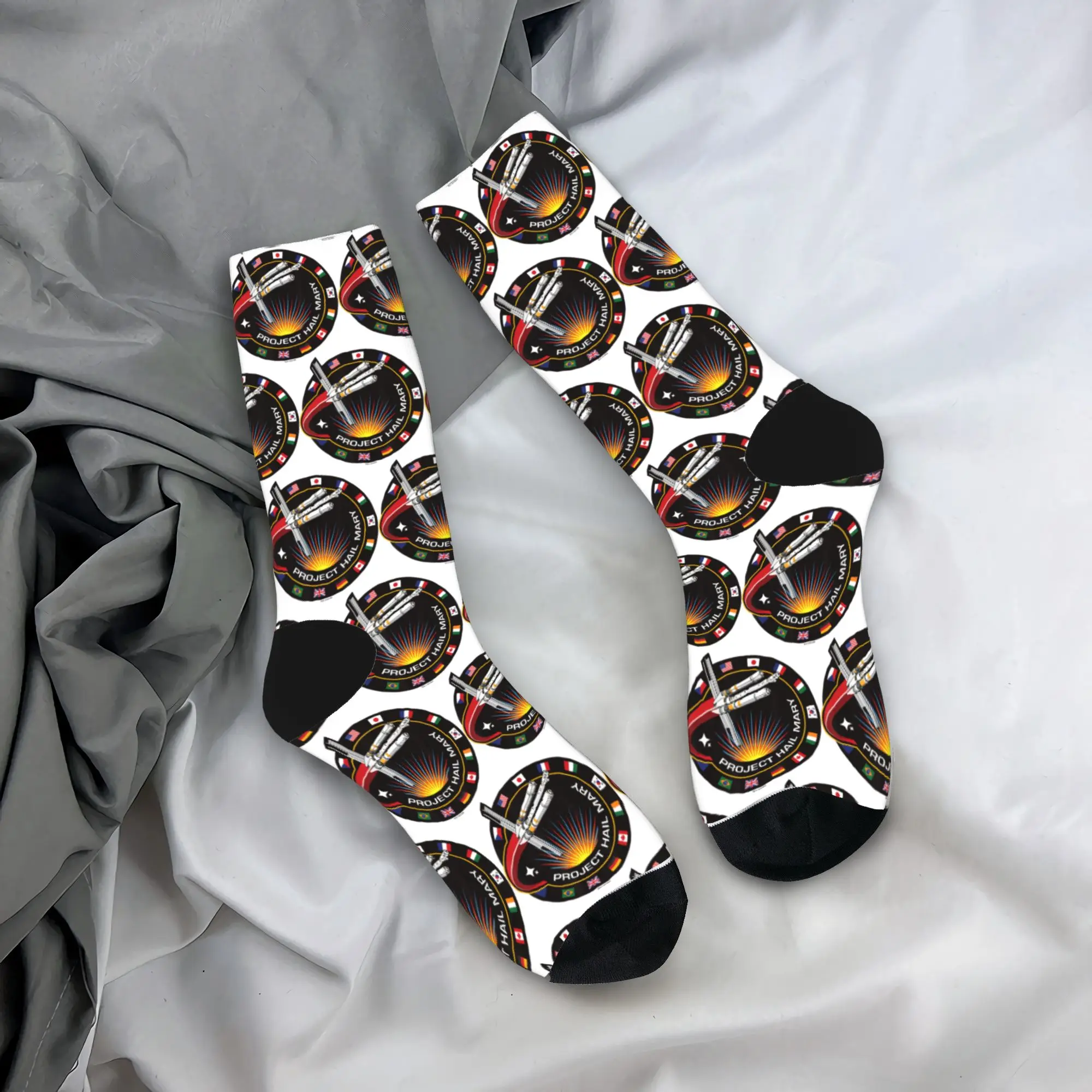 Project Hail Mary Spaceship Mission Badge Poster Socks Printed Stockings Non Slip Men Socks Medium Autumn Fashion Cycling Socks