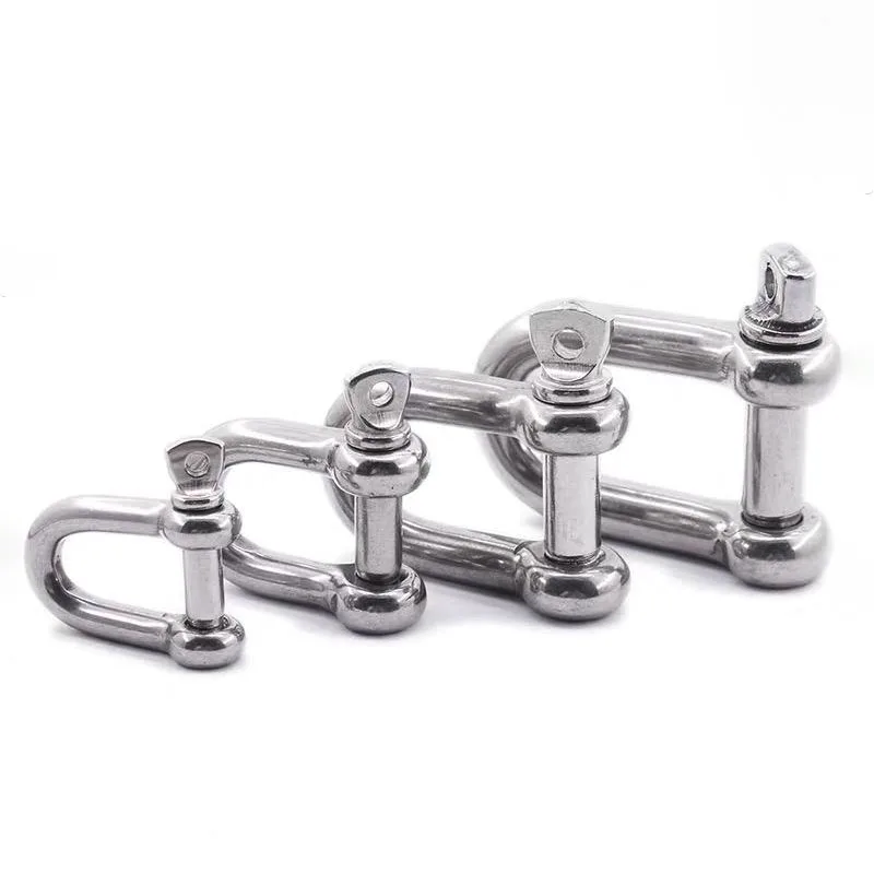 1/2PCS M4 M5 M6 M8 M10 D-Ring Shackles Multi-purpose Sailing Shackles Fit for Sailboat Chain Wirerope Lifting Rigging Shackles