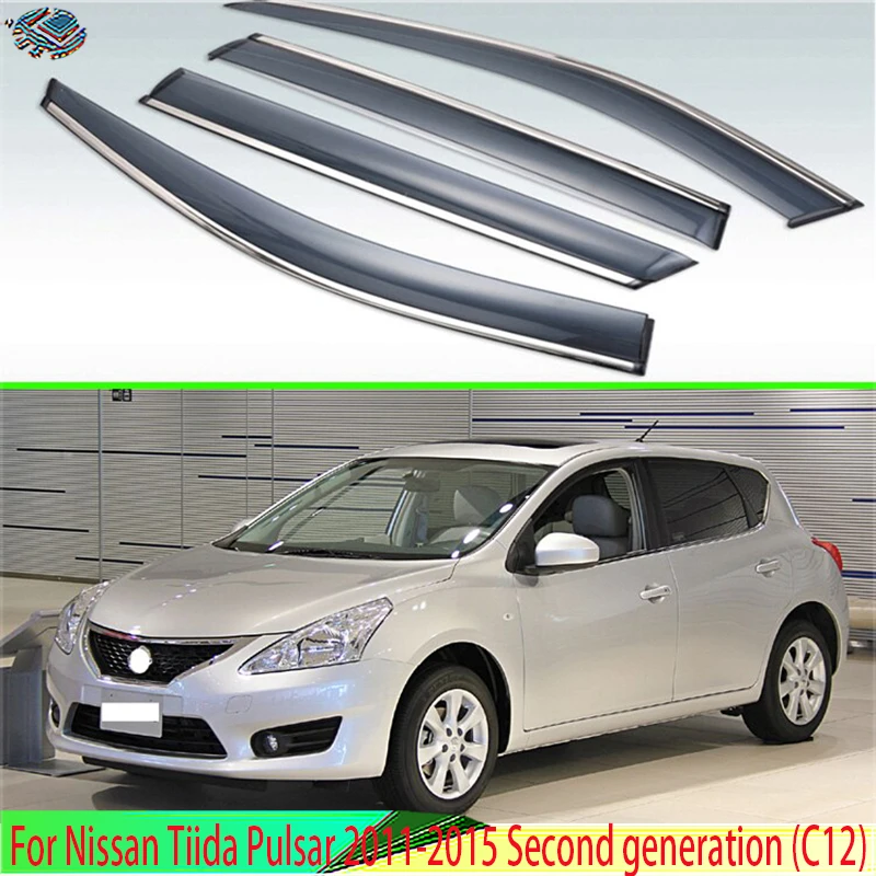 For Nissan Tiida Pulsar 2011-2015 Second generation (C12) Car Side Windows Wind Deflectors Windshield Tinted Sun Visors