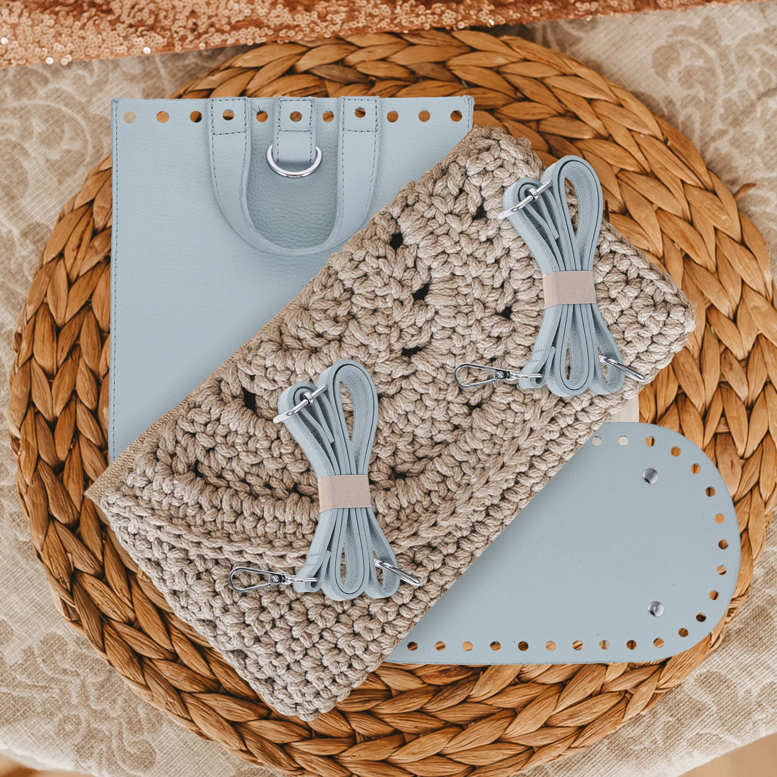 1Set DIY PU Backpack Making Material Kit Rattan Weaving Handmade Supplies for Craft Lessons Manual Training Parent-Child