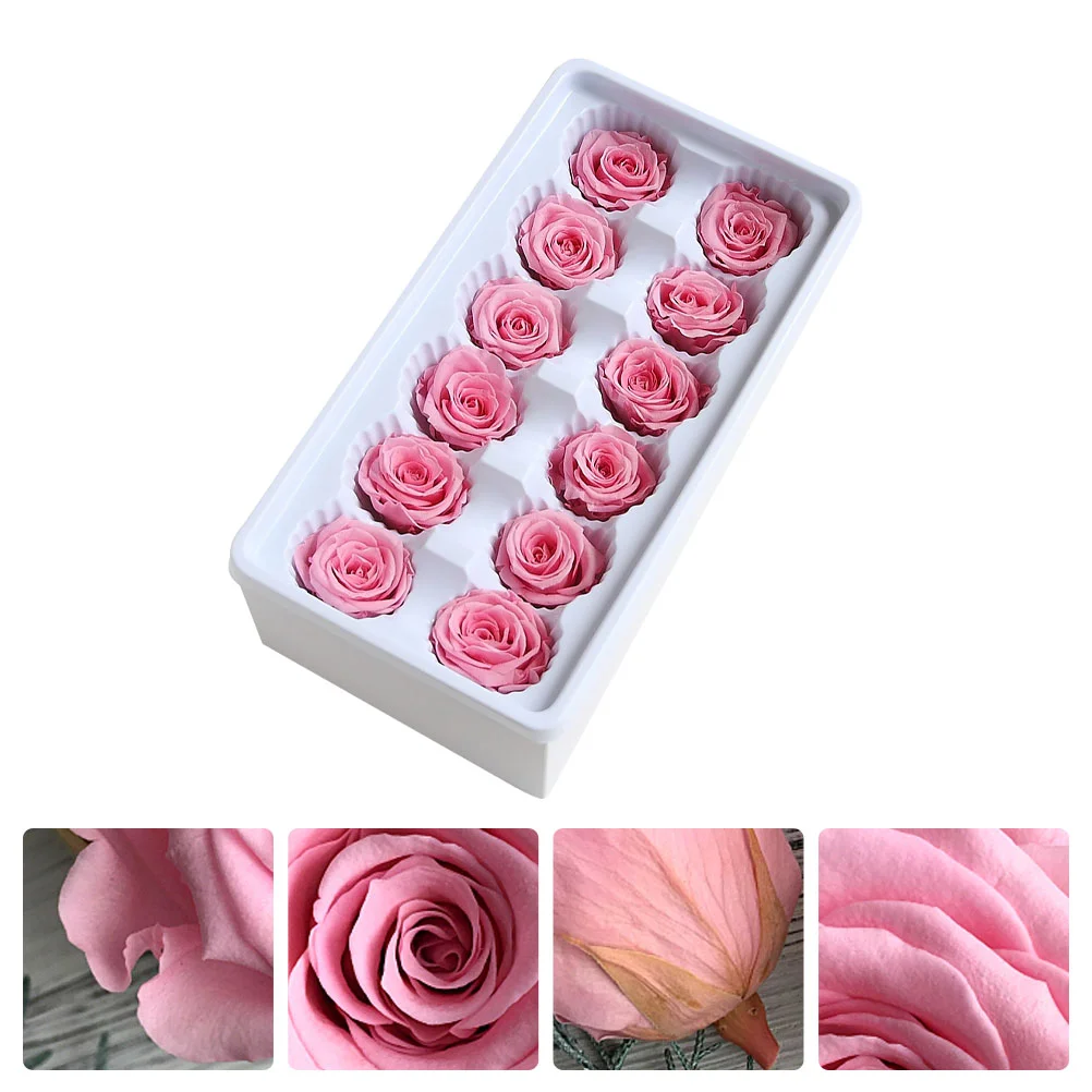 12 pz/scatola Teste di Fiori di Rosa Fresca Conservata Fiori Secchi Rose Vita Immortale Fatti A Mano FAI DA TE Disposizione di Fiori Eterni Regalo