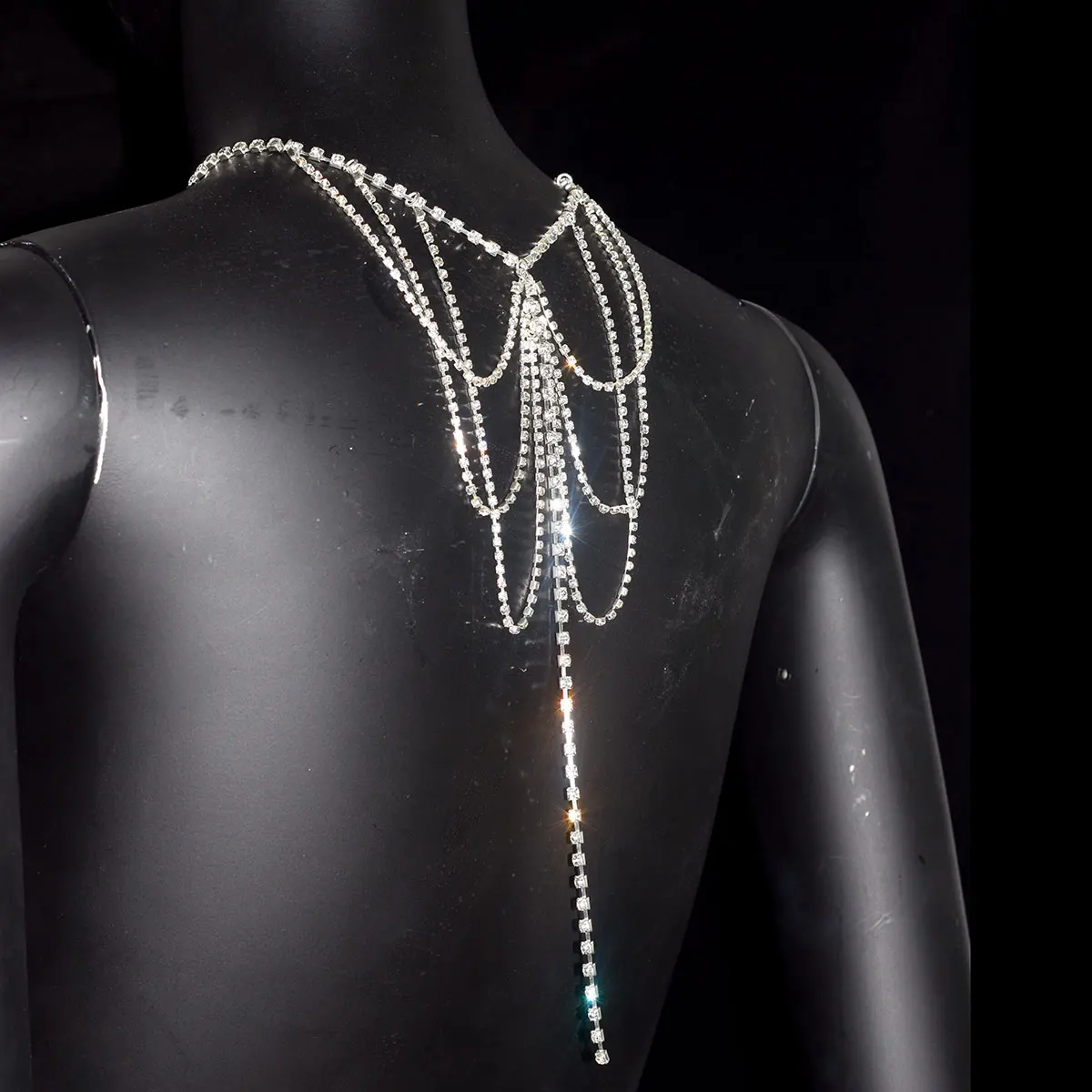 Sexy Fashion Butterfly Shape Body jewelry For Woman Shiny Back Chain With Rhinestones Stage Performance Party Costume Chain