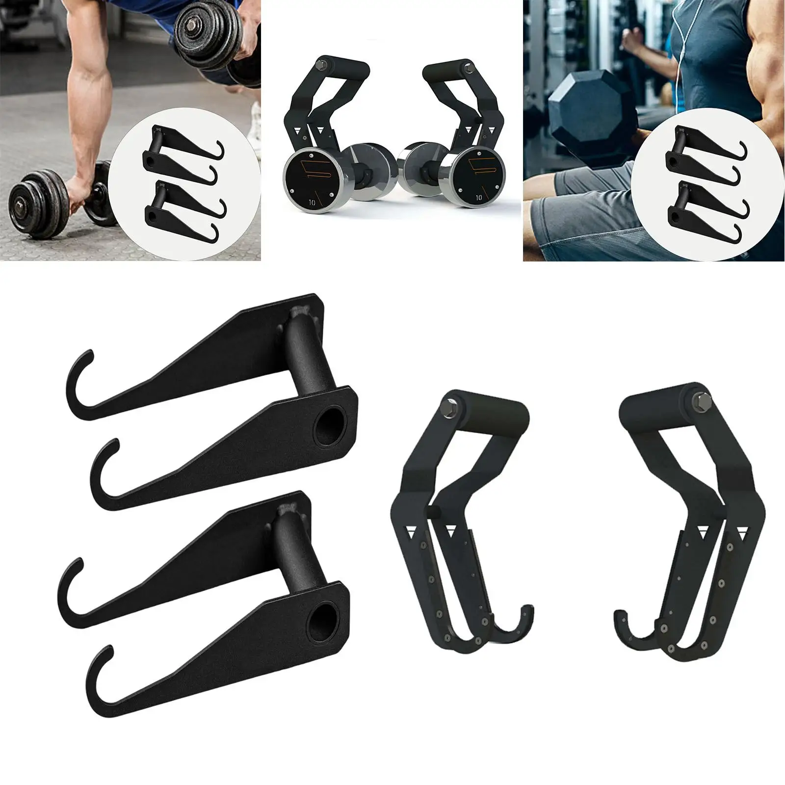 Durable Dumbbell Hooks Handles Exercise Machine Attachments Parts Kettlebell Grip for Workout Gym Fitness Bodybuilding