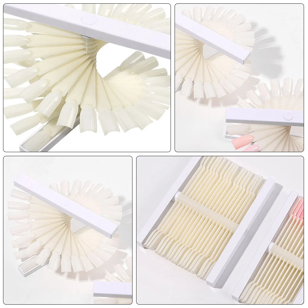 

1 set Color Cards Display Board For Art Practice Tips, Fan Shape Polish Display Plate, False Nail Sticks Organizer, Lightweight
