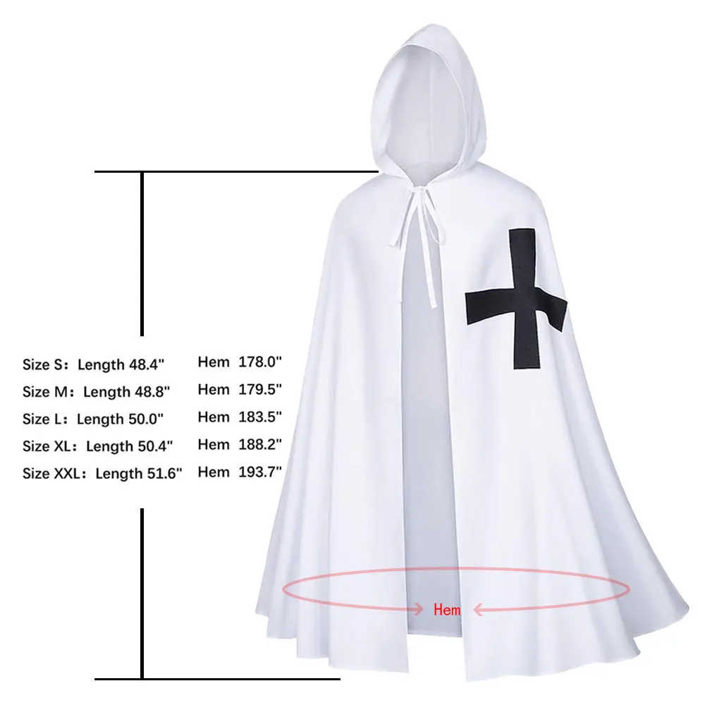 Robe medieval templário crus loween cosplay role-plang brasão de armas traje étnico feminino traje de palco