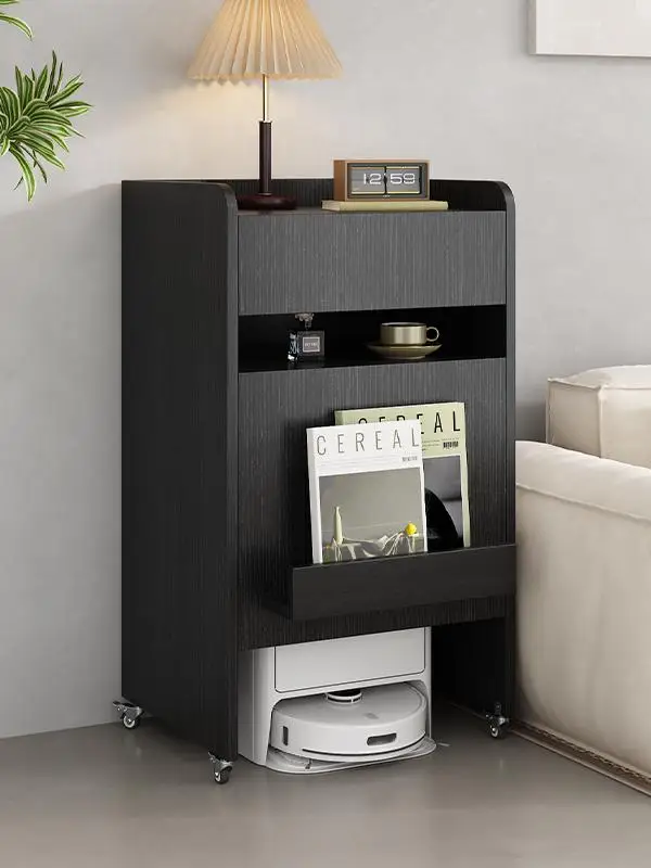 

A few living rooms by the sofa, light luxury cabinets against the wall, modern simple black solid wood lockers, movable side cab