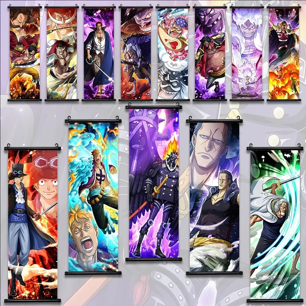 

ONE PIECE Anime Cartoon Hanging Scroll Wallpaper Zoro Art Gift Poster Wall Artwork Shanks Canvas Decor Home Decoration Luffy