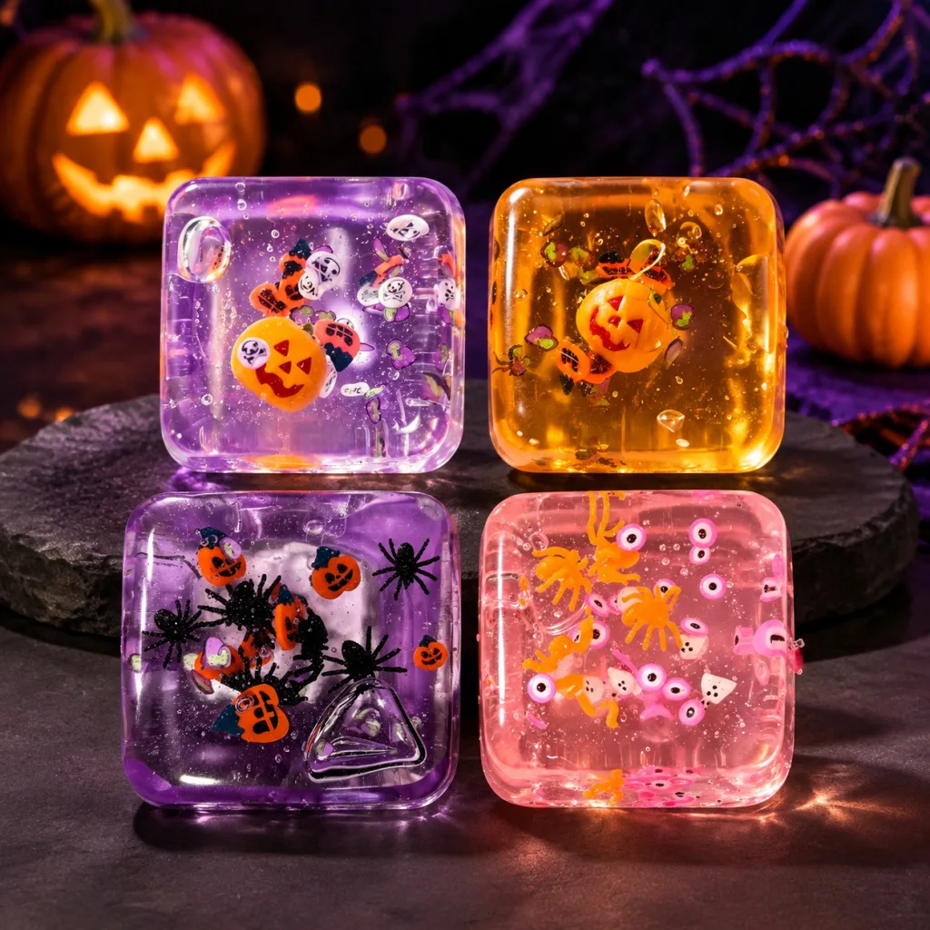 Halloween Ghost Maltose Squishy Squeeze Toy Hand Grip Stress Relief Fidget Sensory Gift Box Set Kids Party Decor