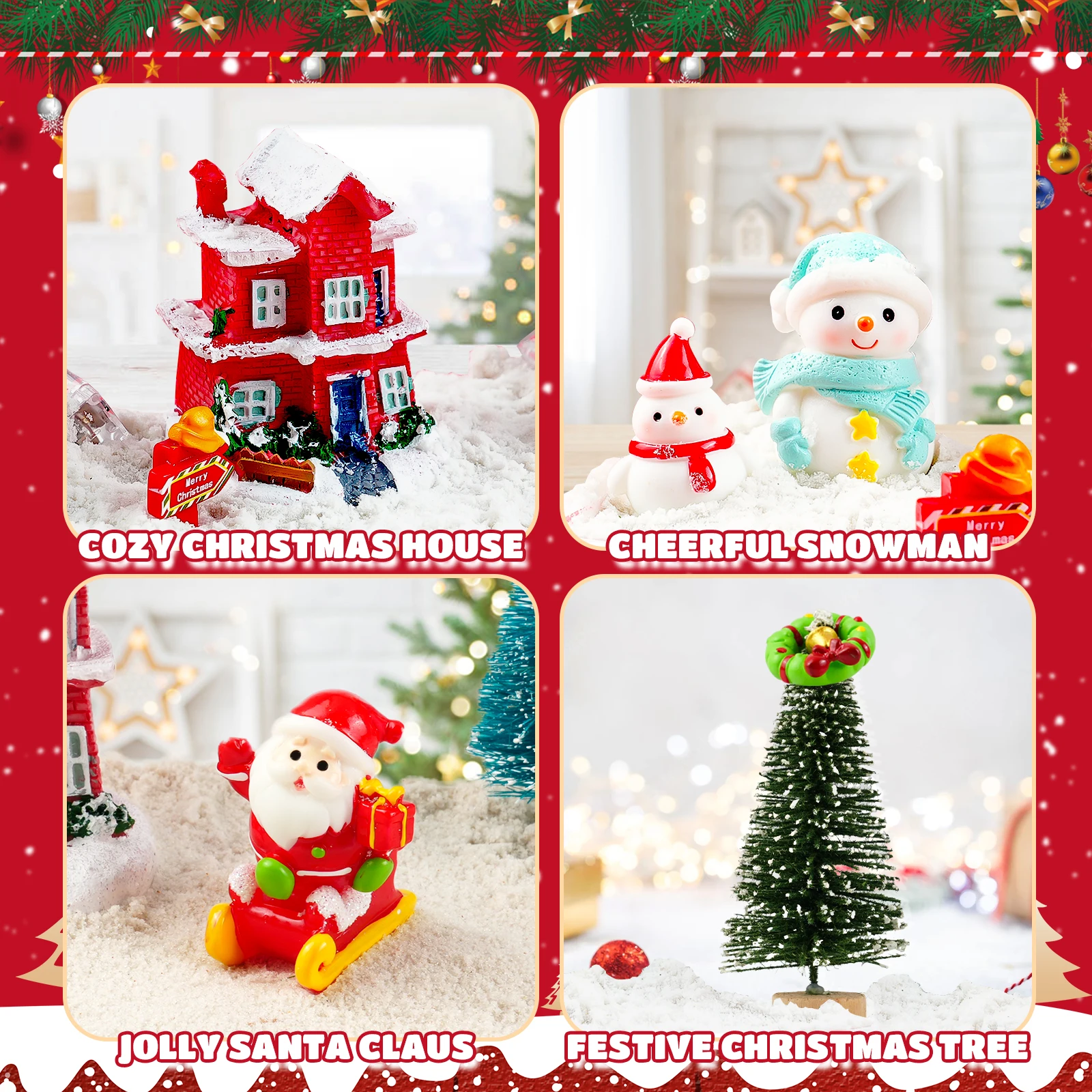 Christmas Sensory Bin Sandbox with Lid, Christmas Sand Art Play Kits Mini Snow Holiday Sensory Sand Kit Xmas Crafts Gift Decor