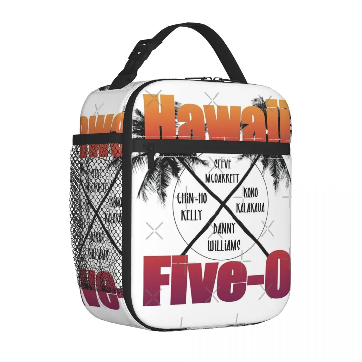 

Hawaii Five-0 Insulated Lunch Bag Fashionable With Zipper Mesh Bag Out Customizable