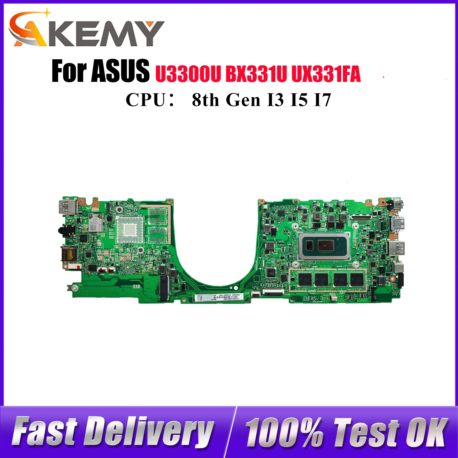 

UX331FA Материнская плата для ноутбука ASUS ZenBook UX33UN UX33UAL UX33UA UX331 U3300U BX331U Материнская плата с процессором I3 I5 I7 100% тест в порядке