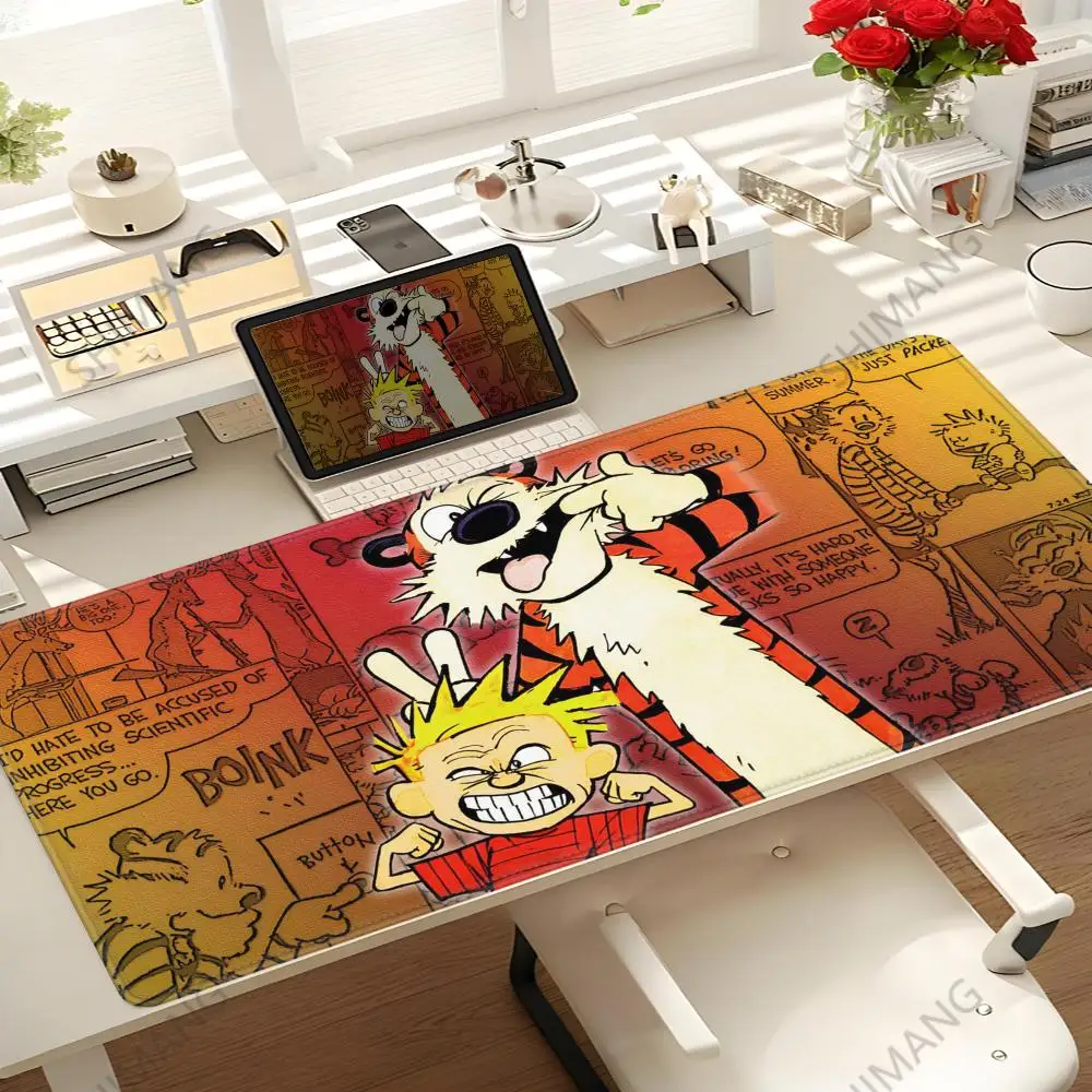 

Calvin and H-Hobbes Cute For PC Large MousePads Desk Gaming Mouse Pad Stitched Edges Non-Slip Rubber Base Extended mousemats