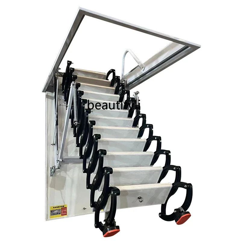 

Household Automatic Attic Retractable Staircase Folding Stair Indoor Electric Remote Control Hidden Ladder Multi-Function