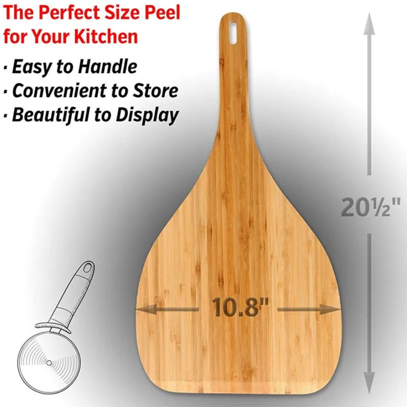 Happy New- Bamboo Wood For Cheese, Bread, Steak Pizza Peel And Cutting Board-Multi-Use Kitchen Tool