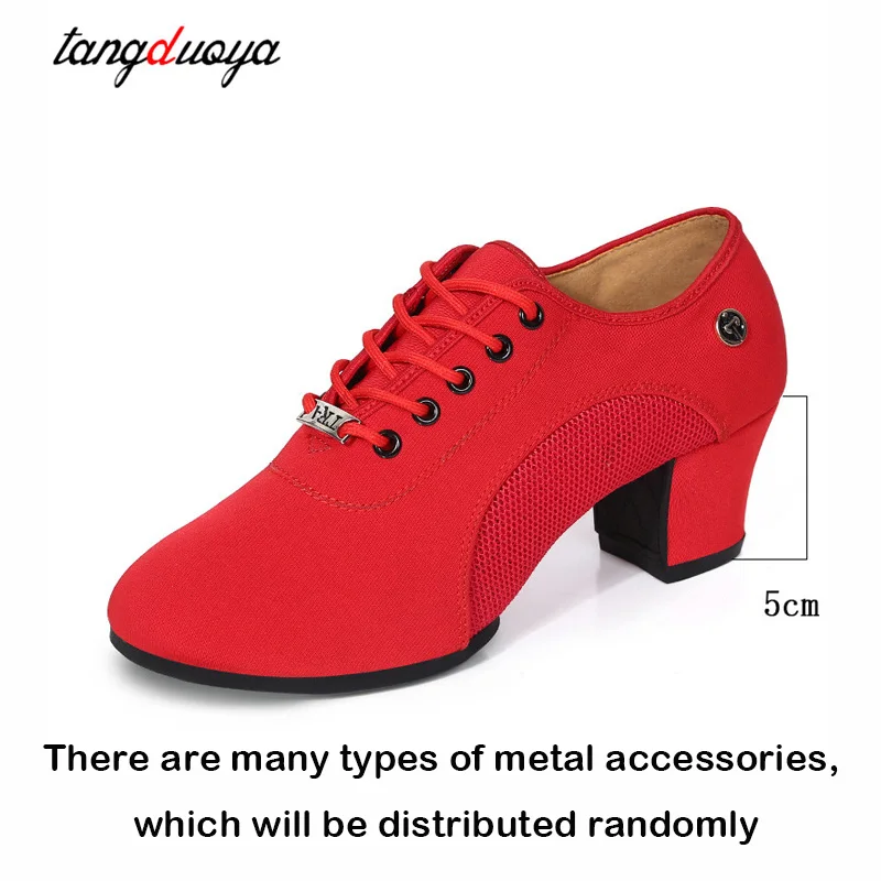 breathable shoes women dance shoes lace up heels women ballroom latin dance shoes big size 34-42 5cm Heels