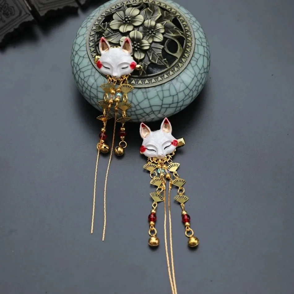 1 Pc Fox Animal Fringe Hair Accessories Han Elemental Headdress Hanfu Cute Girl Heart Hairpin Head Decoration for Girls Headband