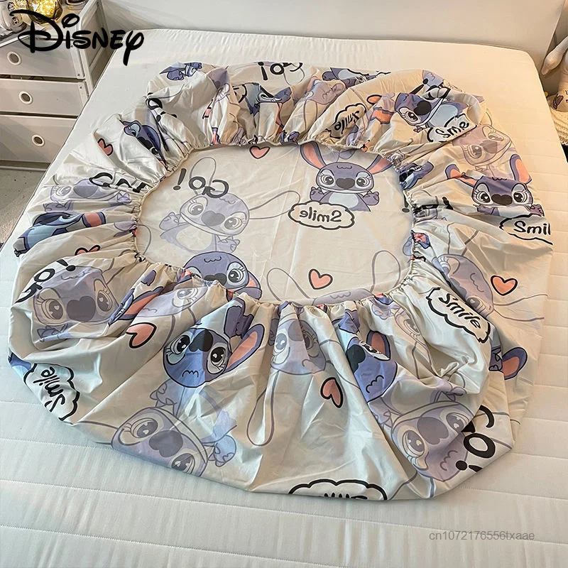 Disney Cartoon Stitch Mattress Protective Cover 1.5 1.8 2 M Bed Linen Cute Coverlet Soft Mattres Case Anti-slip Home Accessories