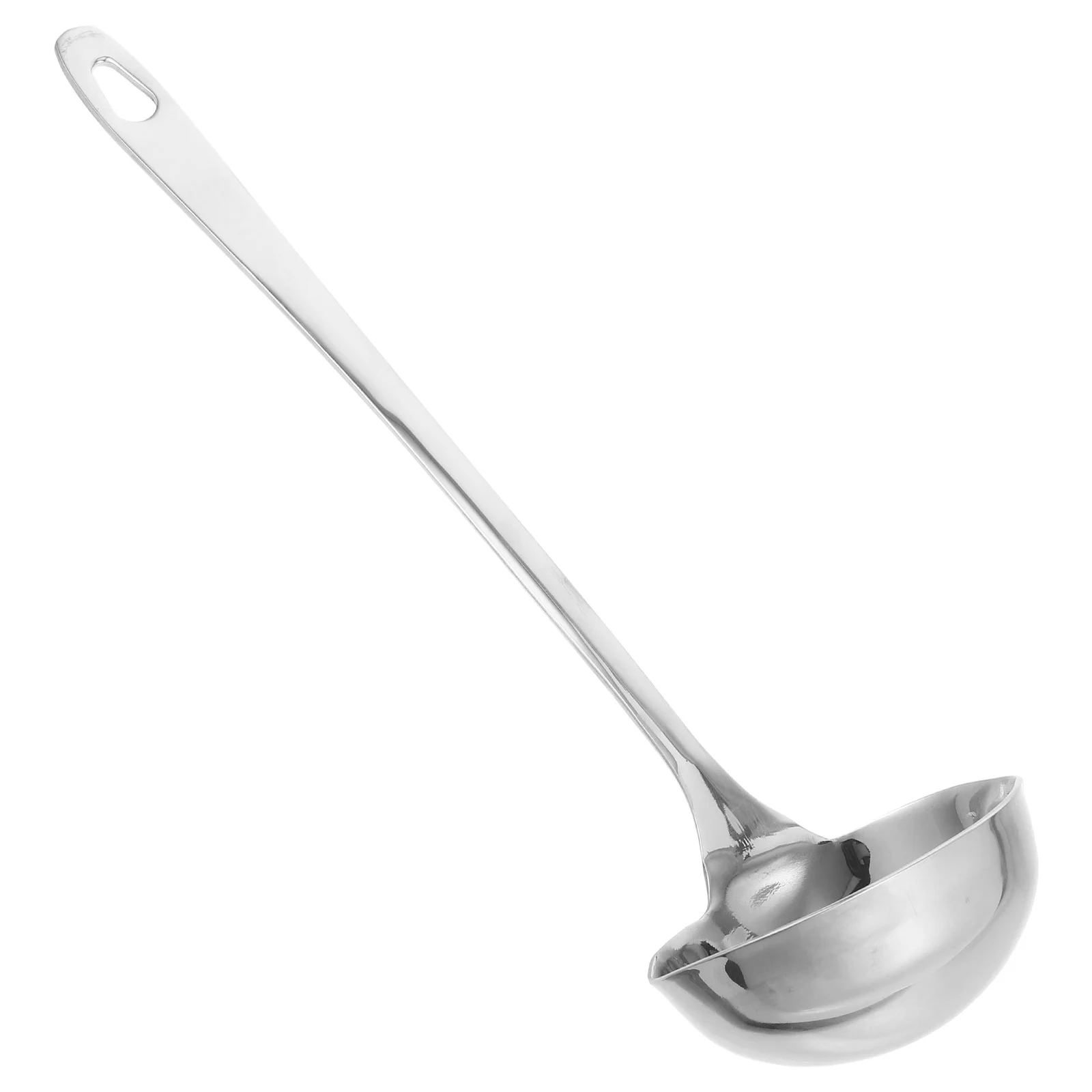Soup Spoons Double Mouth Household Water Scoop Stainless Steel Ladle Colander Kitchen Gadget Silver Deep for Home