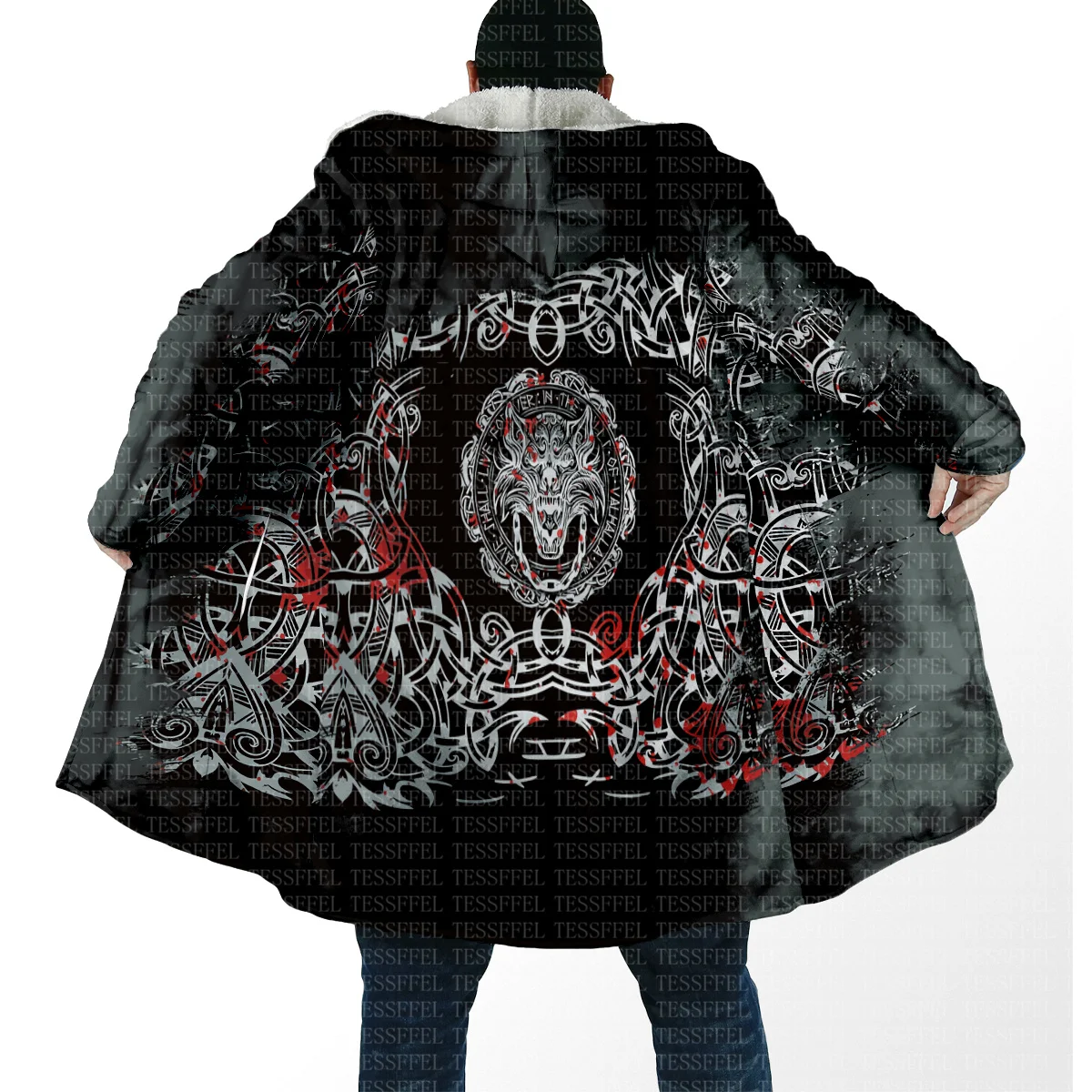 

Cosplay Fenrir Norse Mythology Odin God Wolf Tattoo Retro Vintage Harajuku 3D Print Winter Overcoat Cloak Hoody Causal Cape X5