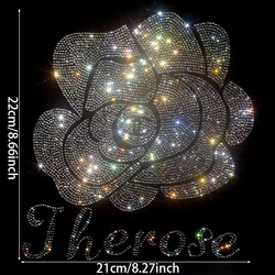 1pc lot Big flower hot fix motif iron on crystal transfers design hot fix rhinestone transfer motifs T-shirt Sweater for bag