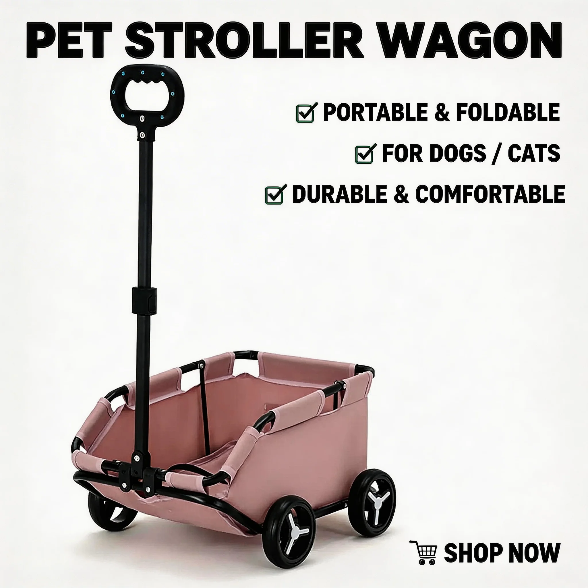 

Folding Travel Pet Cart 4 Wheels Rolling Cat Carrier Lightweight Trolley For Travel Shopping Walking Multi Scene Outdoor Use