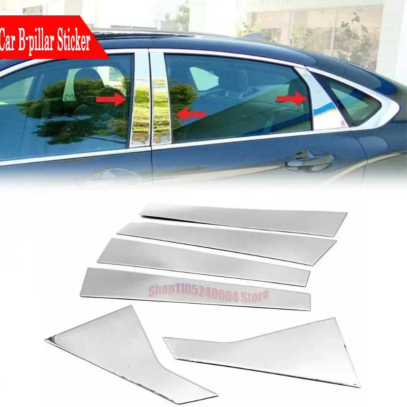 

Complete 6Pcs Chrome Plated B & C Pillar Cover Set For Chevrolet Malibu 2016-2024 Door Window Trim BC Column Stickers